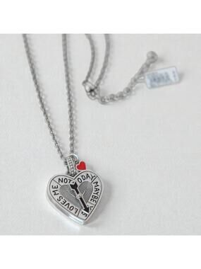 Brighton Cupid Heart Spinner Pendant Necklace Enamel Valentine Silver NWT